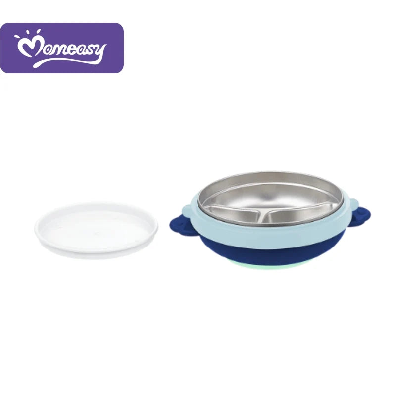 Momeasy Stainless Steel Insulated Feeding Plate with Suction