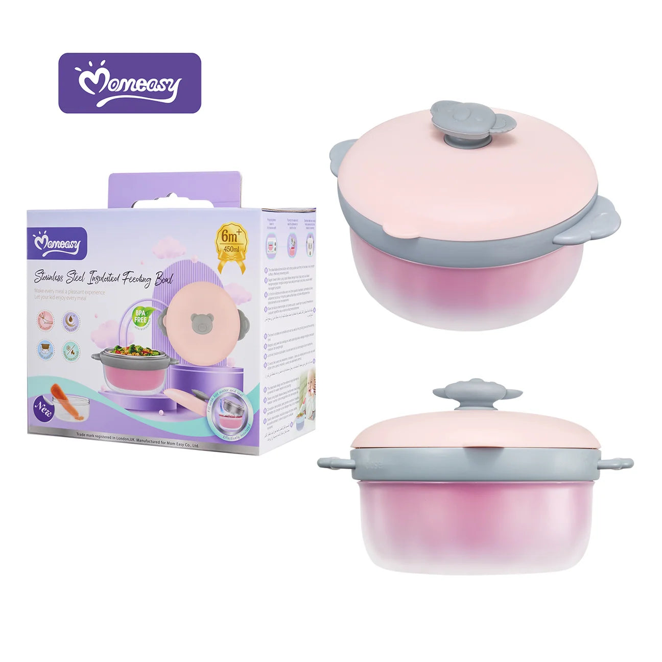 Momeasy Stainless Steel Insulated Feeding Bowl