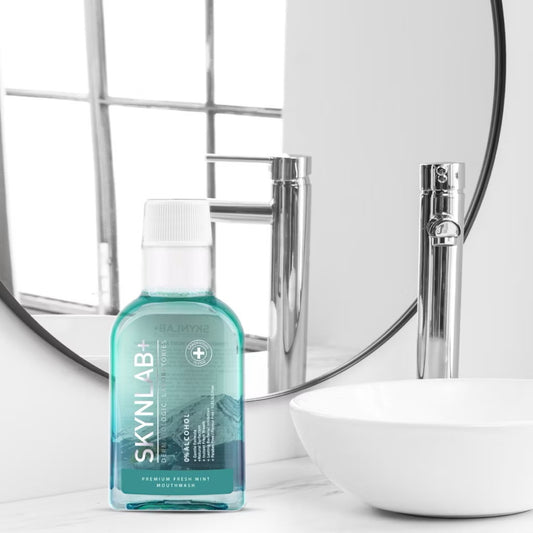 Skynlab Premium Fresh Mint Mouthwash 100ml - Extra Gentle Formula with 0% Alcohol Reduces Bacteria