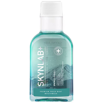 Skynlab Premium Fresh Mint Mouthwash 100ml - Extra Gentle Formula with 0% Alcohol Reduces Bacteria