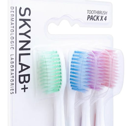 Skynlab Premium Slim Soft Toothbrush 4Pcs Mixed Colors Handy Grip for Deep Clean & Gentle Care Oral