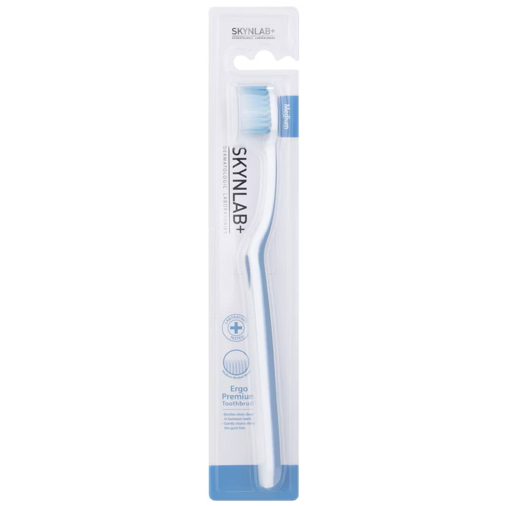 SkynLab Premium Toothbrush Ergo - 1PC Random Color, Wider Brush Head, Medium Bristles, Non-slip Grip