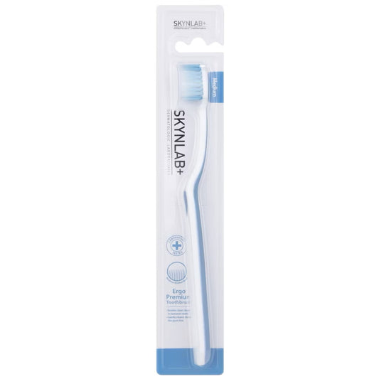 SkynLab Premium Toothbrush Ergo - 1PC Random Color, Wider Brush Head, Medium Bristles, Non-slip Grip