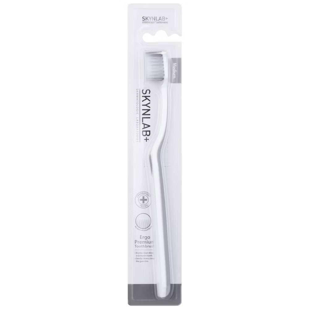 SkynLab Premium Toothbrush Ergo - 1PC Random Color, Wider Brush Head, Medium Bristles, Non-slip Grip