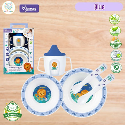 Momeasy 5-Piece PP Mealtime Set for Baby 9+M to Kids Sterilizer-Safe Bowl Spoon Fork Cup Feeding Set