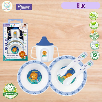 Momeasy 5-Piece PP Mealtime Set for Baby 9+M to Kids Sterilizer-Safe Bowl Spoon Fork Cup Feeding Set