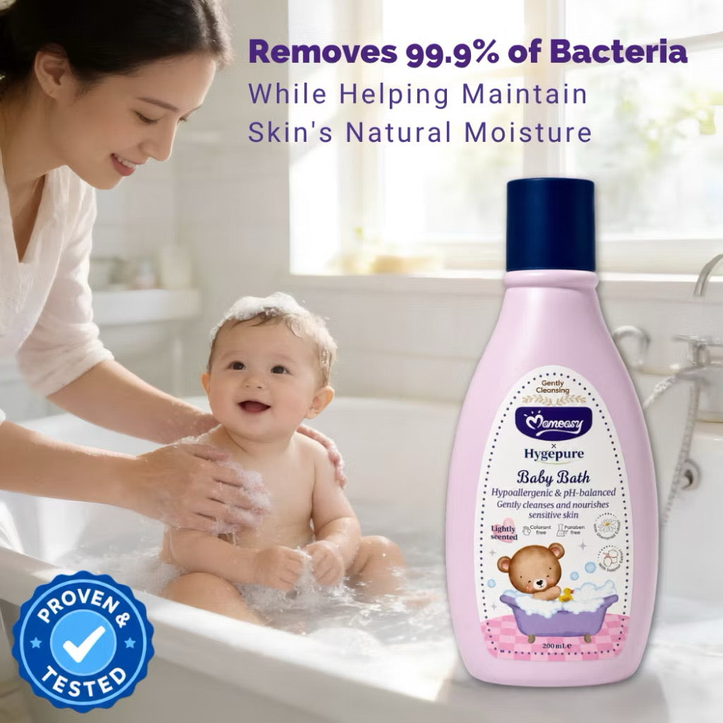 Momeasy x Hygepure Liquid Baby & Kids Bath with Chamomile Soapnut Tear-Free Soapfree Shower Bath Gel