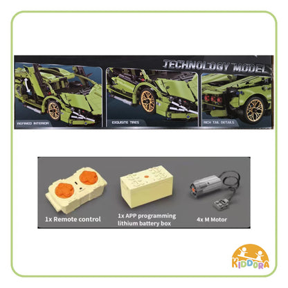 Kiddora Green LR Supercar Bricks with RC