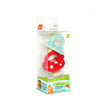 RaZBaby Chompy Mushroom Silicone Teether Red & Blue – 2 Pack