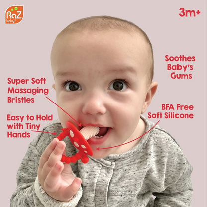 RaZBaby Chompy Mushroom Silicone Teether Red & Blue – 2 Pack