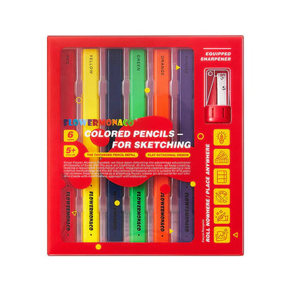 Flower Monaco Sketching Colored Pencils (6 Colors)