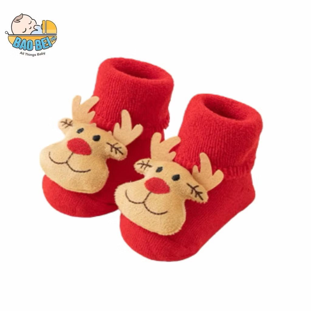 Bao Bei PH Kali Baby Socks for Newborn 0-12 Months Soft Cotton Anti-Skid Bottom Footwear for Infant