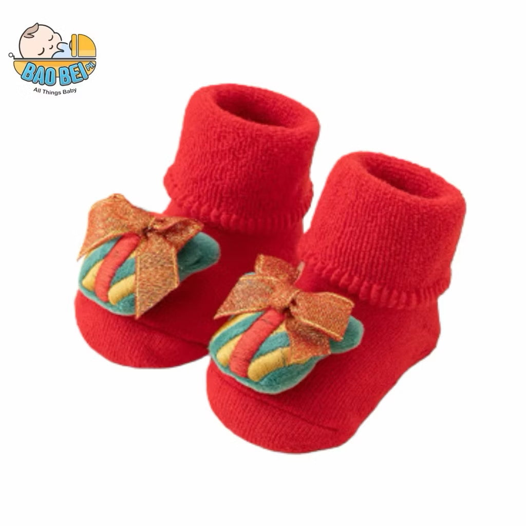 Bao Bei PH Kali Baby Socks for Newborn 0-12 Months Soft Cotton Anti-Skid Bottom Footwear for Infant