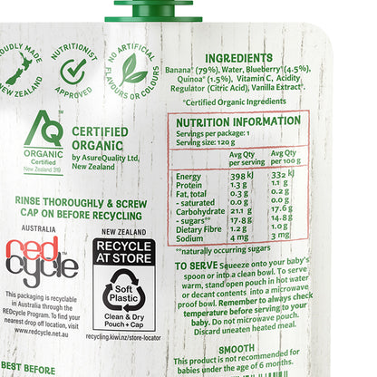 Only Organic Baby Food Banana, Blueberry & Quinoa 120g [6 mos+]