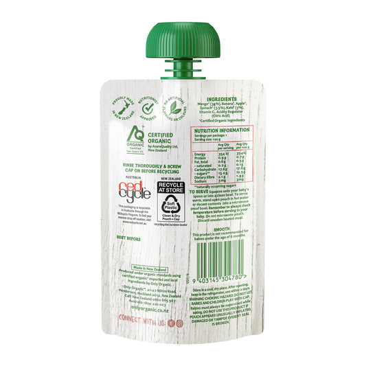 Only Organic Baby Food Mango, Spinach & Kale 120g [6 mos+]