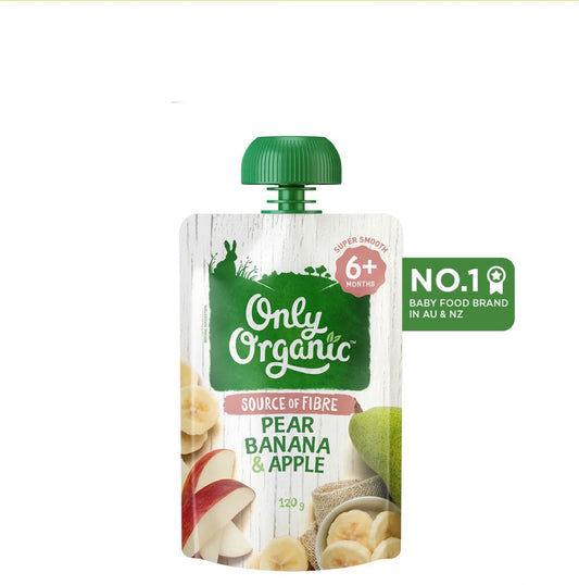 Only Organic Baby Food Pear, Banana & Apple 120g [6 mos+]