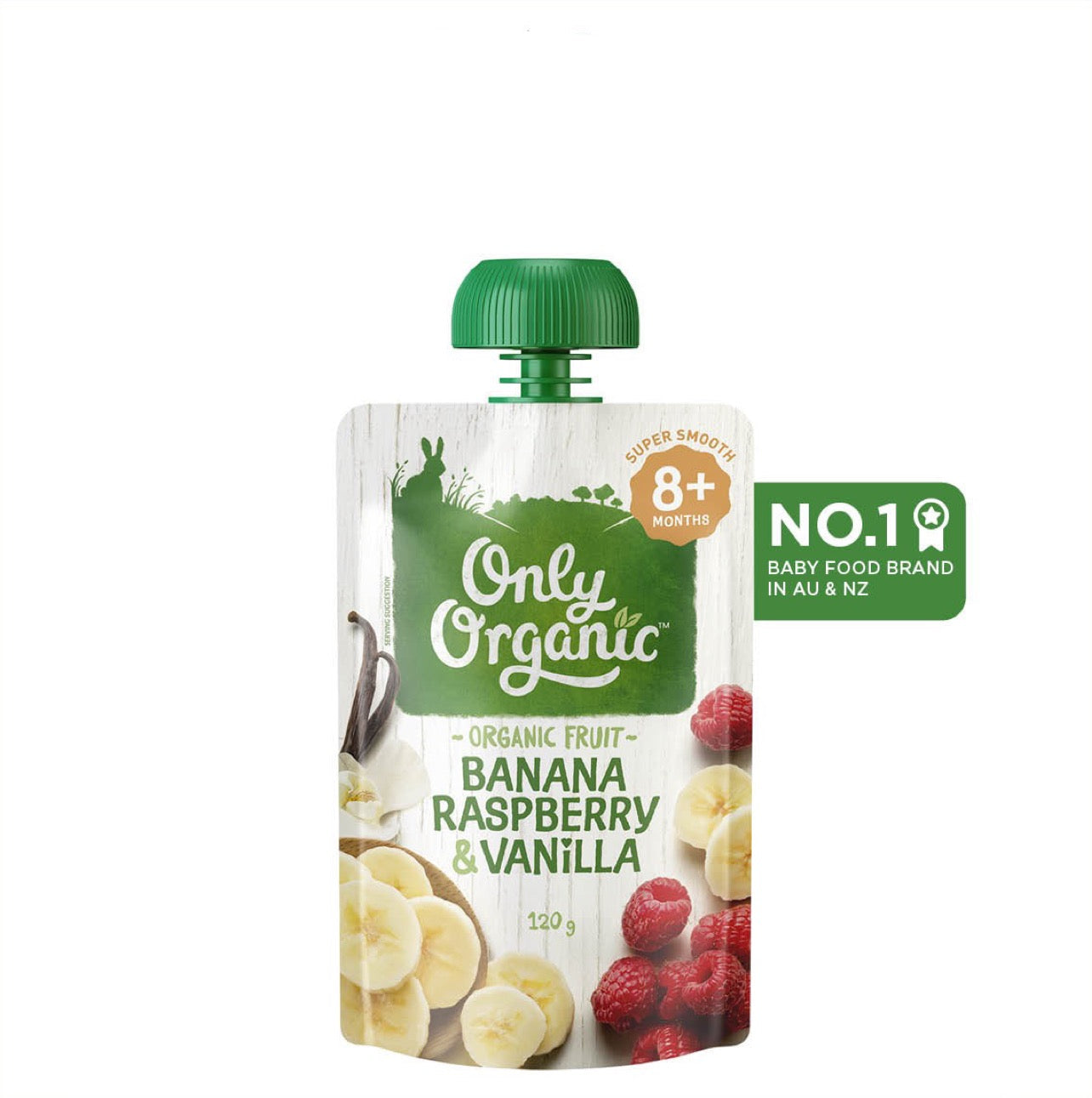 Only Organic Baby Food Banana, Raspberry & Vanilla 120g [8 mos+]