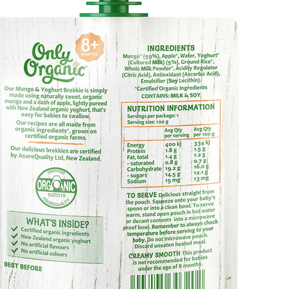 Only Organic Baby Food Mango & Yoghurt Brekkie 120g [8 mos+]