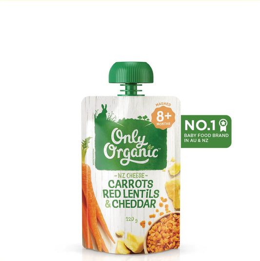 Only Organic Baby Food Carrots Red Lentils & Cheddar 120g [8 mos+]