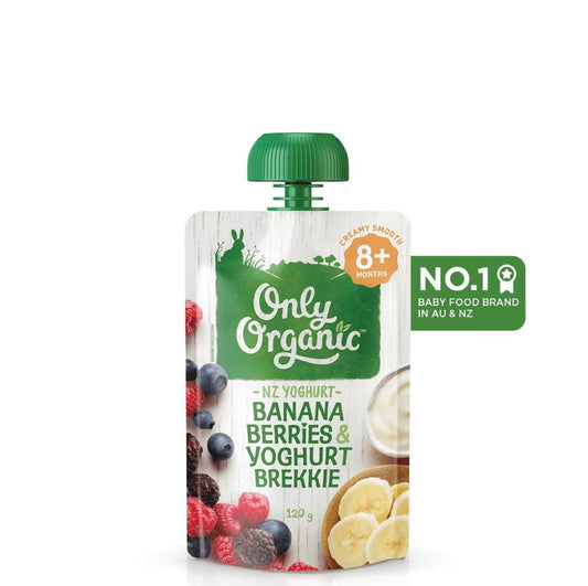 Only Organic Baby Food Banana Berries & Yoghurt Brekkie 120g [8 mos+]