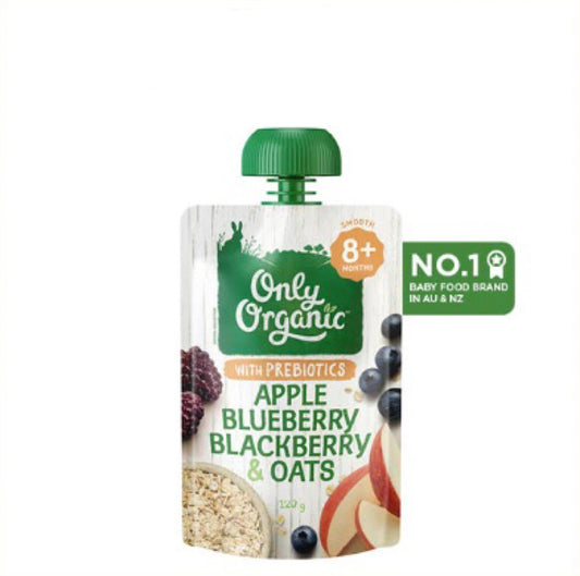 Only Organic Baby Food Apple Blueberry Blackberry & Oats 120g [8+ mos]