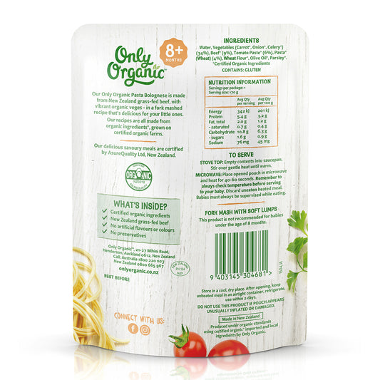 Only Organic Baby Food Pasta Bolognese 170g [8 mos+]