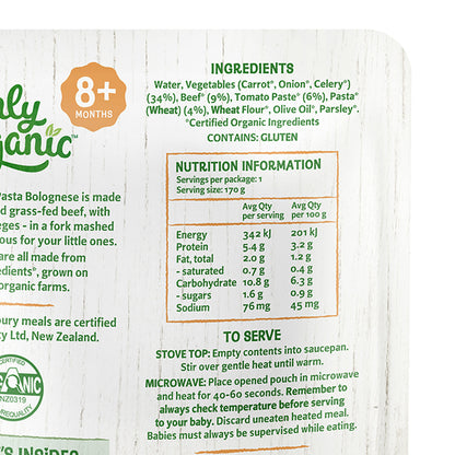 Only Organic Baby Food Pasta Bolognese 170g [8 mos+]