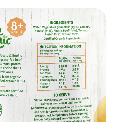 Only Organic Baby Food Pumpkin, Potato & Beef 170g [8 mos+]