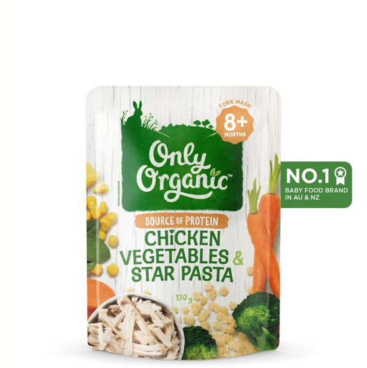 Only Organic Baby Food Chicken, Vegetables & Star Pasta 170g [8 mos+]