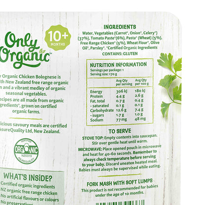 Only Organic Baby Food Chicken Bolognese 170g [10 mos+]