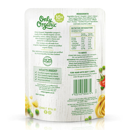 Only Organic Baby Food Vegetable Lasagne 170g [10 mos+]