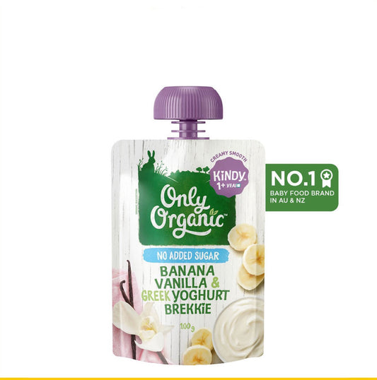 Only Organic Baby Food Banana Vanilla & Greek Yoghurt Brekkie 100g [12 mos+]