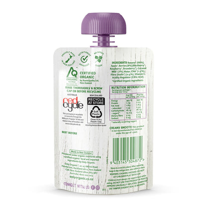 Only Organic Baby Food Banana Mixed Berry Coconut & Chia 100g [12mos +]