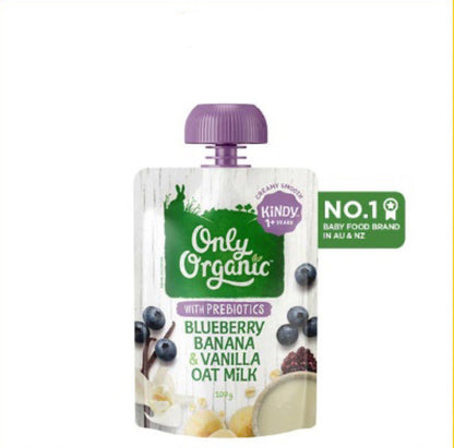 Only Organic Baby Food Blueberry Banana & Vanilla Oat Milk 100g [12 mos+]