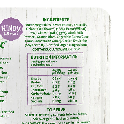 Only Organic Baby Food Vegetable Macaroni Cheese 220g [12 mos+]