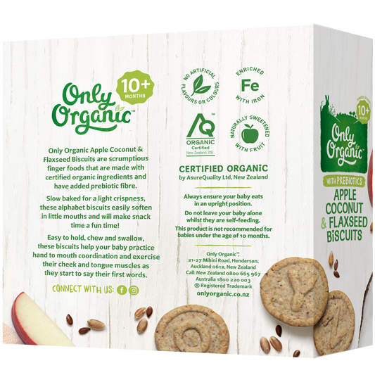 Only Organic Baby Snack Apple Coconut & Flaxseed Biscuits 100g [10 mos+]