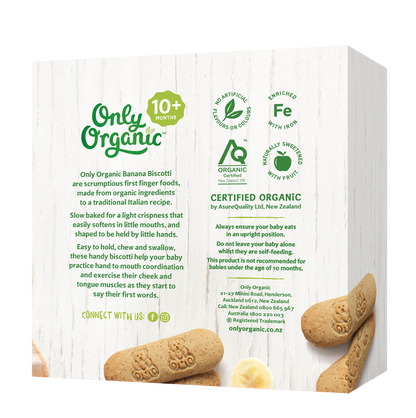 Only Organic Baby Snack Banana Biscotti Biscuit 100g [10 mos+]