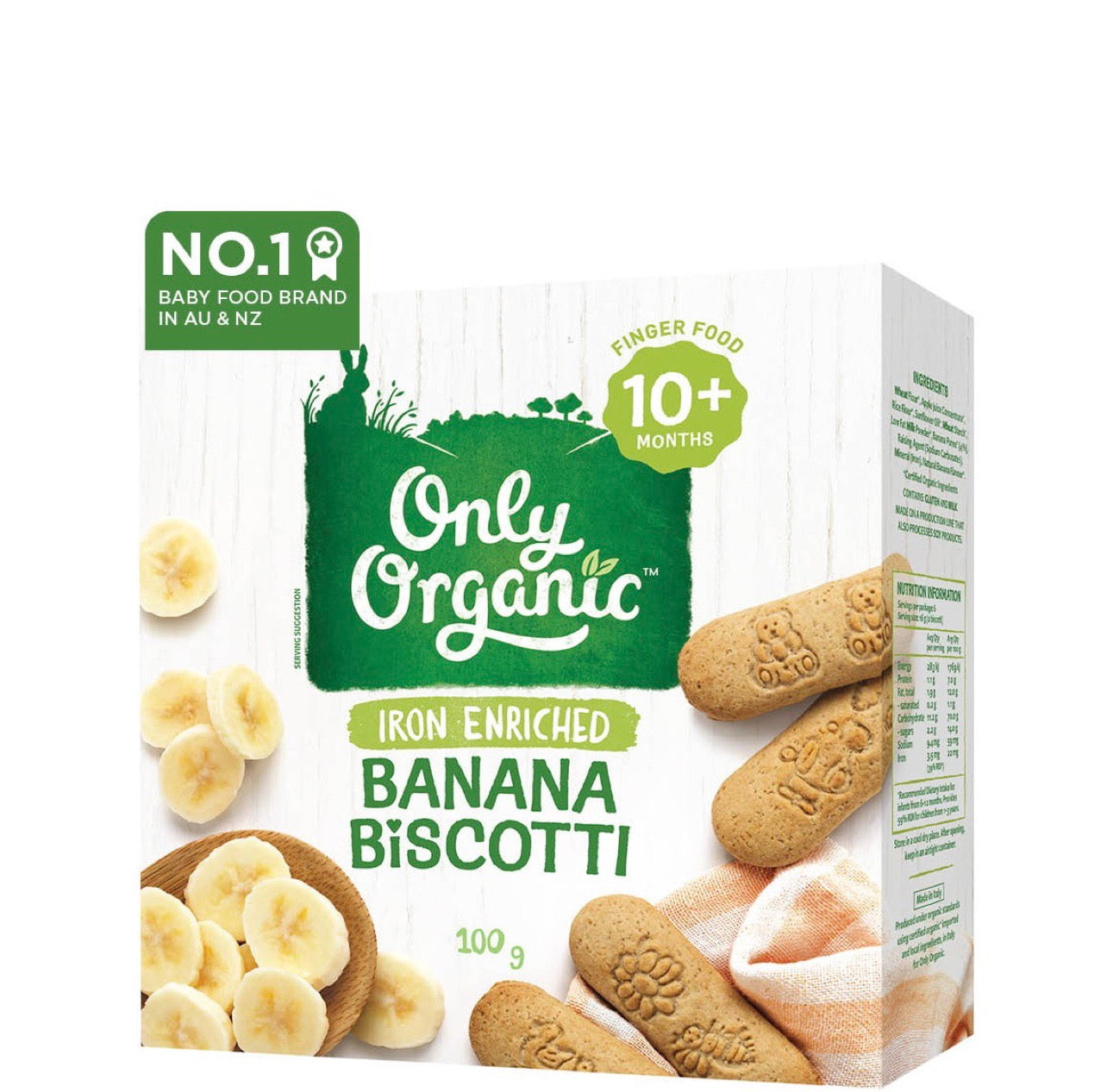 Only Organic Baby Snack Banana Biscotti 100g [10 mos+]