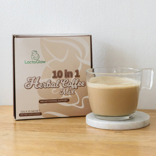 LactaGlow Lactation Coffee - 10 in 1 Herbal Coffee Mix for Breastfeeding moms 10 sachets