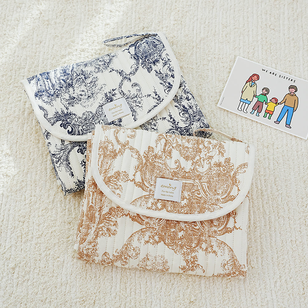 Emong Toile de Jouy Portable Diaper Changing Pad