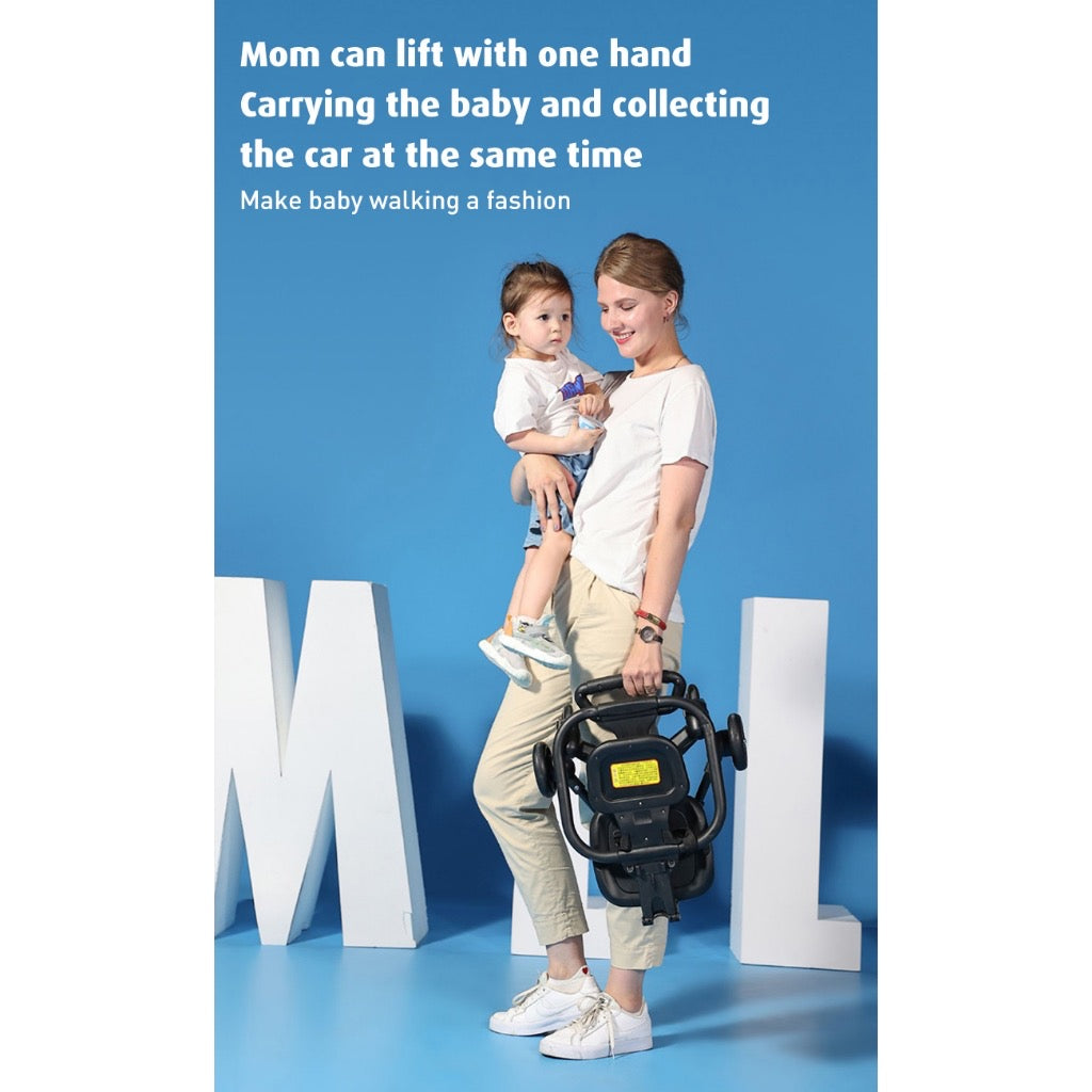 Yoji Baby 2-Way Stroller Bike Lightweight Foldable Compact Baby Stroller Reversible Seat