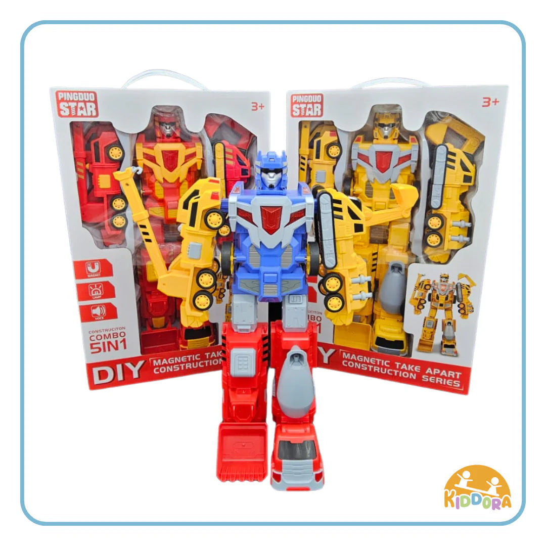 Kiddora 5-in-1 Magnetic Construction Transformer Robot