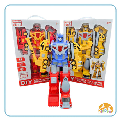 Kiddora 5-in-1 Magnetic Construction Transformer Robot