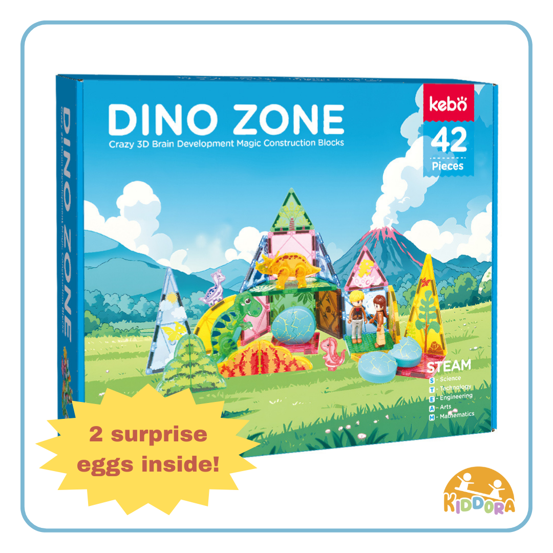 Kiddora Kebo Dino Zone Surprise Magnetic Tiles (42 pcs)