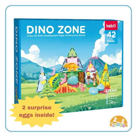 Kiddora Kebo Dino Zone Surprise Magnetic Tiles (42 pcs)
