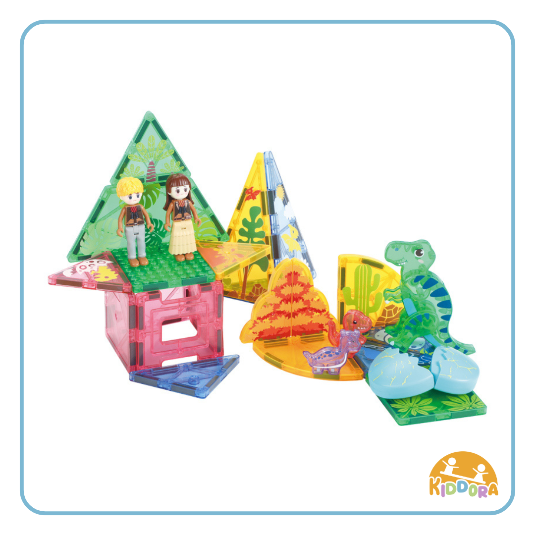 Kiddora Kebo Dino Zone Surprise Magnetic Tiles (42 pcs)