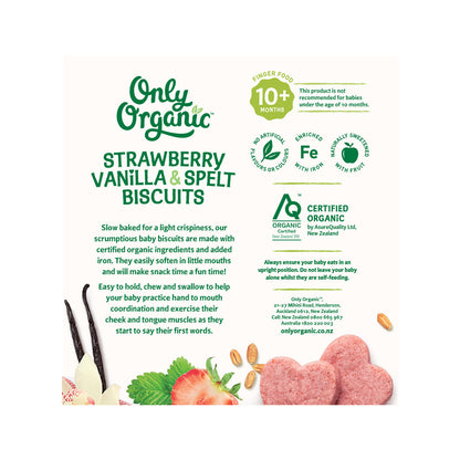 Only Organic Strawberry Vanilla & Spelt Biscuits 100g [10mos+]