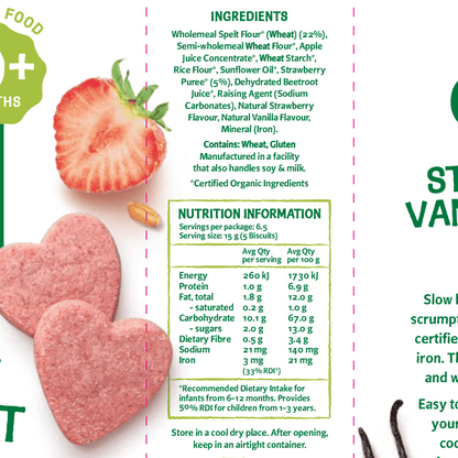 Only Organic Strawberry Vanilla & Spelt Biscuits 100g [10mos+]