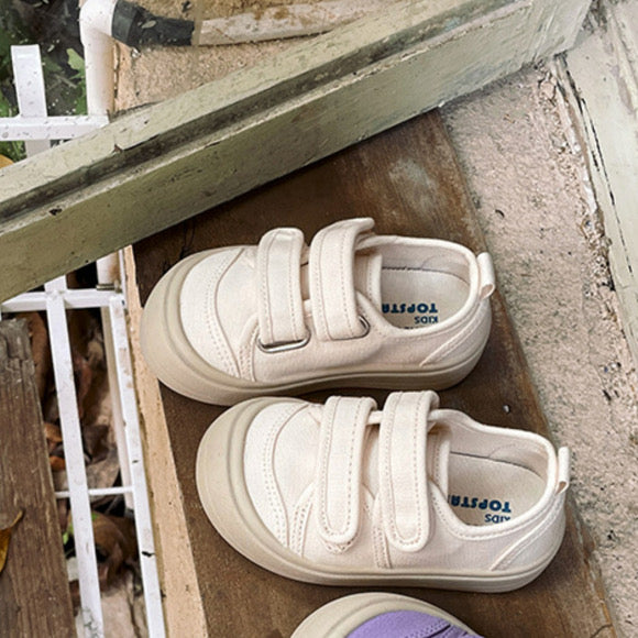 Topstar Ergonomic Kids Canvas Shoes- SKU 1255 (White w/ Beige Sole)