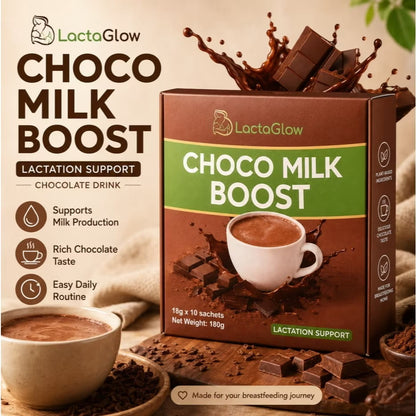 Lactaglow Choco Milk Boost - Lactation Support Drink for Breastfeeding Moms
